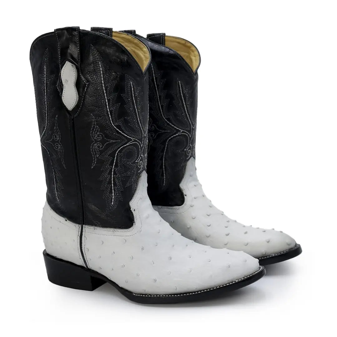 Bota Oval de Avestruz Blanco IM311