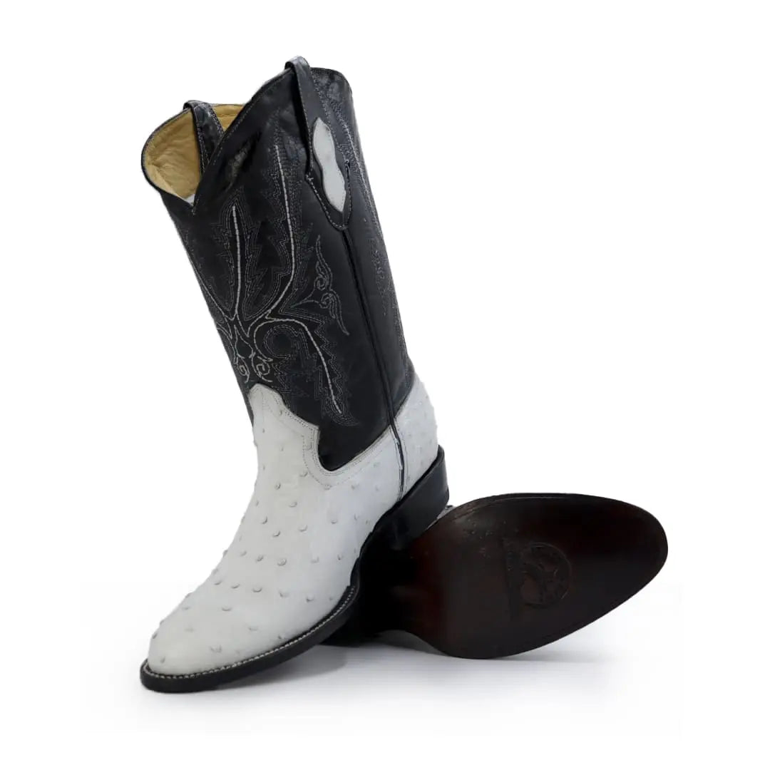 Bota Oval de Avestruz Blanco IM311