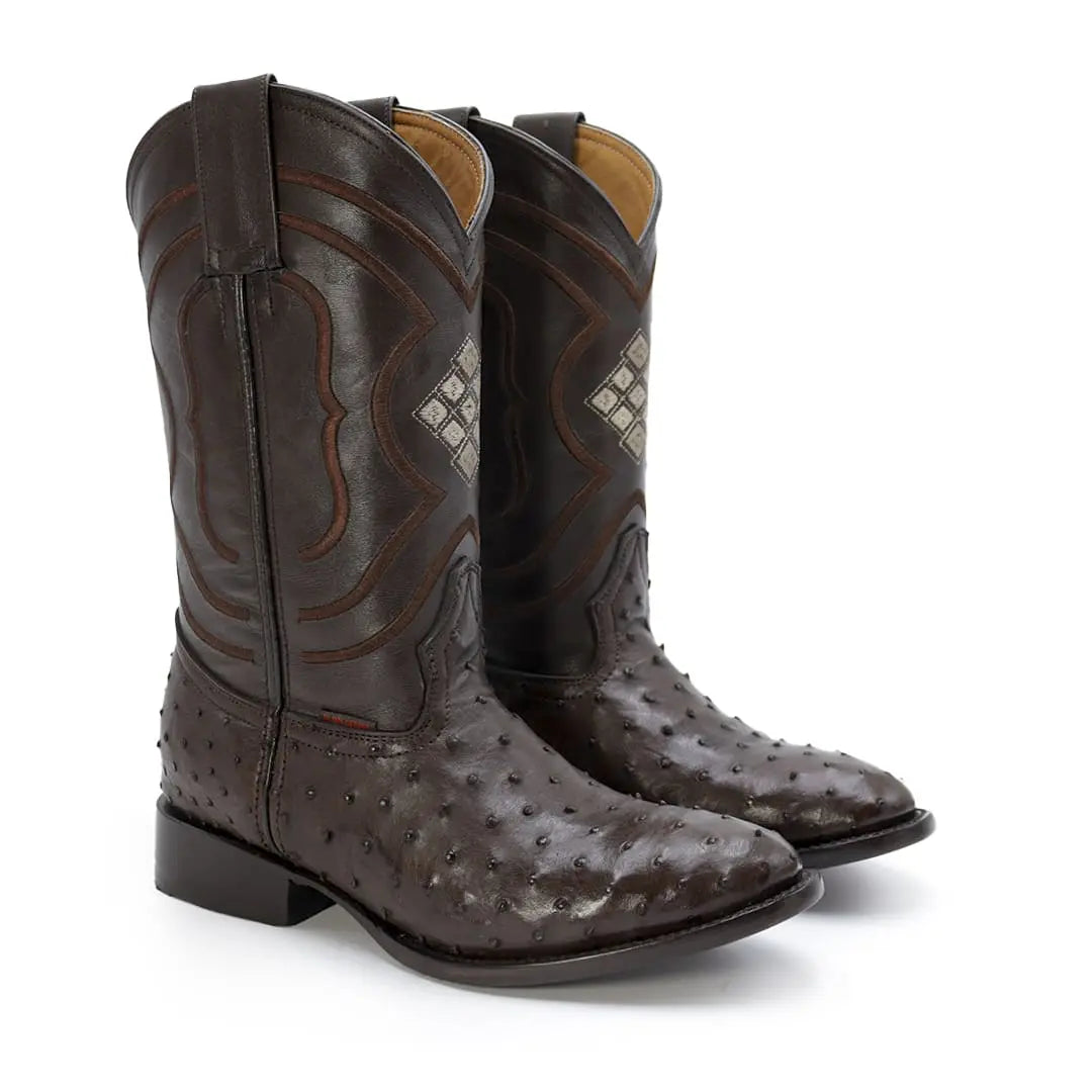 Bota Oval de Avestruz Café IM310 