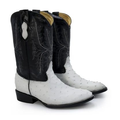 Bota Oval de Avestruz Blanco IM311 
